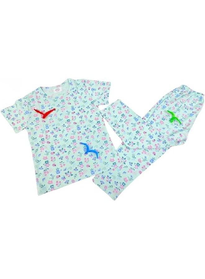 MINII MODZ Bee Print Top Pant Set for Girls - Soft Cotton Dress Sleepwear | Suitable for Kids, Toddlers, and Infants